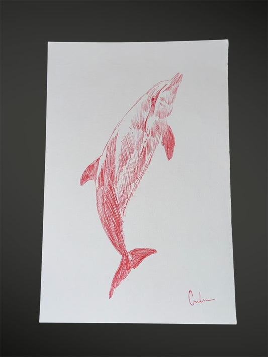 Red ballpoint pen dolphin